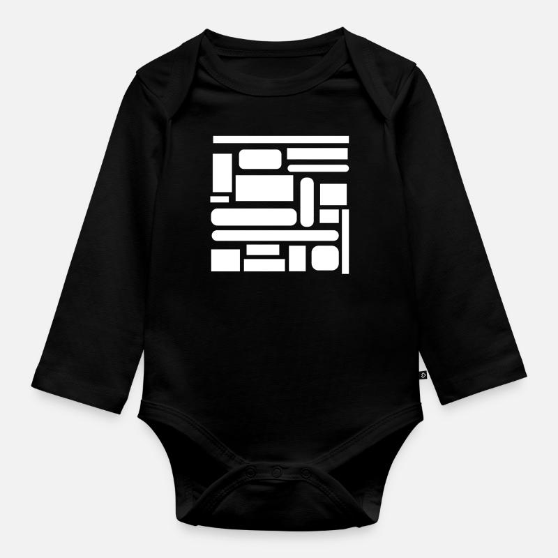 géométrie blanc - Body Bébé bio manches longues - noir