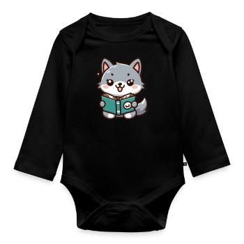 Der lese Wolf - Baby Bio-Langarm-Body - Schwarz - Vorne