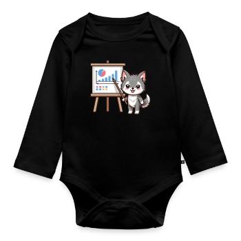 Petit loup mignon - Body Bébé bio manches longues - noir - Devant