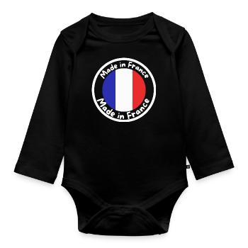 Made in France - Organic Longsleeve Baby Bodysuit - black - Front