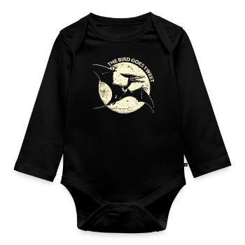 The Bird Goes Tweet - Organic Longsleeve Baby Bodysuit - black - Front