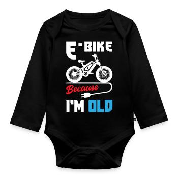 Vélo électrique parce que je suis vieux - Body Bébé bio manches longues - noir - Devant