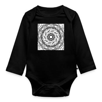 Black and white geometric design - Organic Longsleeve Baby Bodysuit - black - Front