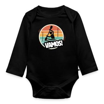 Vamos Canoe Kayak Slalom Retro - Organic Longsleeve Baby Bodysuit - black - Front