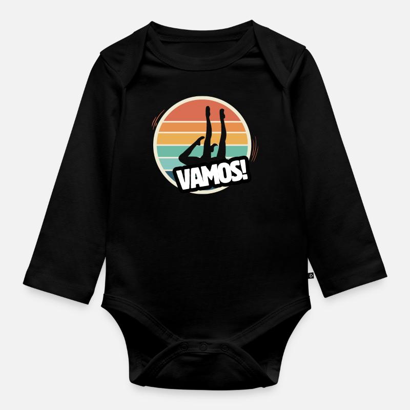 Vamos Retro Synchronschwimmen - Baby Bio-Langarm-Body - Schwarz