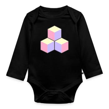 Pastel Cubes - ApriNoeScor - Body Bébé bio manches longues - noir - Devant