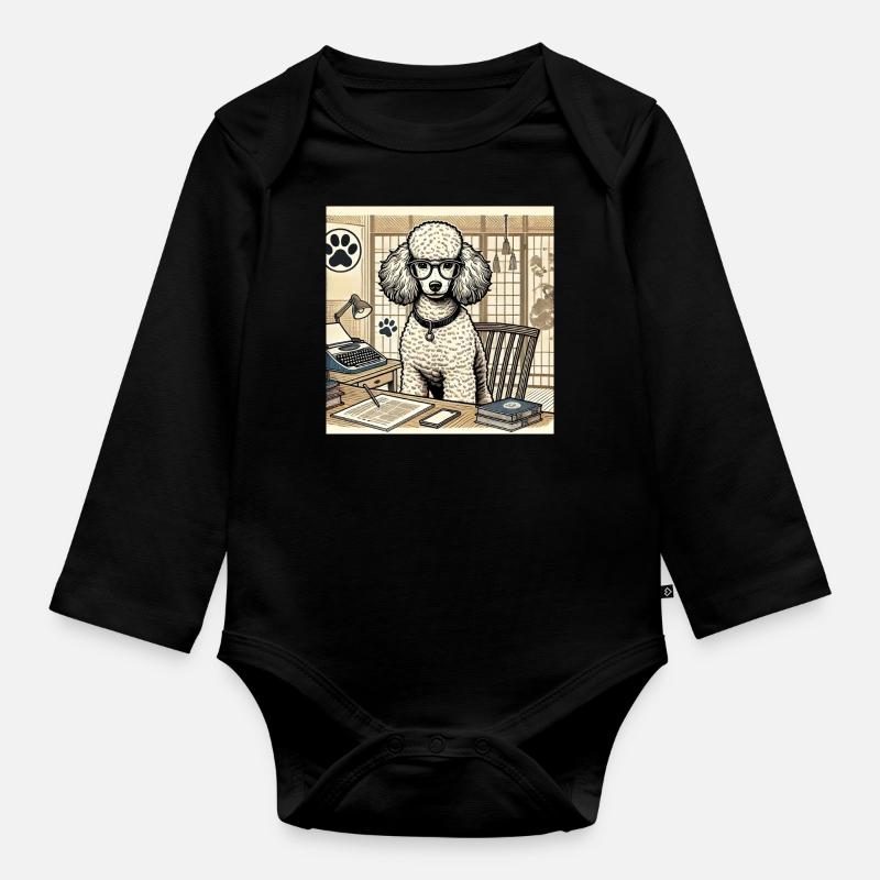 Caniche de bureau japonais Ukijo e Style - Body Bébé bio manches longues - noir