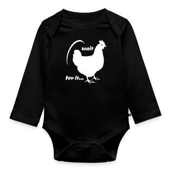 Lustiges Huhn - Henné - Poulet - Attendez - Body Bébé bio manches longues - noir - Devant