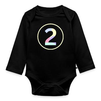 Pastel "Two" 2 - ApriNoeScor - Organic Longsleeve Baby Bodysuit - black - Front