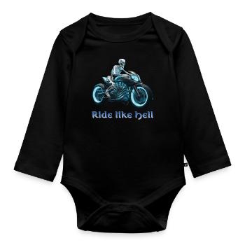 Biker Skeleton 06 2024 A 01 - Organic Longsleeve Baby Bodysuit - black - Front