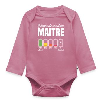 School teacher for the end of the school year - Organic Longsleeve Baby Bodysuit - mauve - Front
