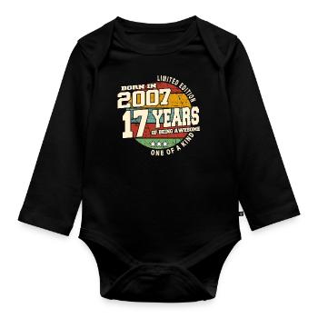 2007 Vintage Retro Classic 17 Year Old - Organic Longsleeve Baby Bodysuit - black - Front