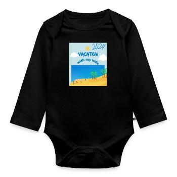 T-shirt Summer vacation with children - Body Bébé bio manches longues - noir - Devant