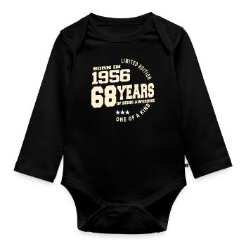 1956 Vintage Born Vintage Geburtstagsgeschenk - Baby Bio-Langarm-Body - Schwarz - Vorne