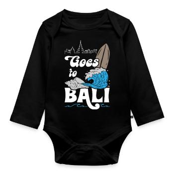Goes to Bali Surfing - Organic Longsleeve Baby Bodysuit - black - Front
