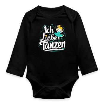 Ich liebe Tanzen Mädchen Ballett Hip-Hop Geschenk - Baby Bio-Langarm-Body - Schwarz - Vorne