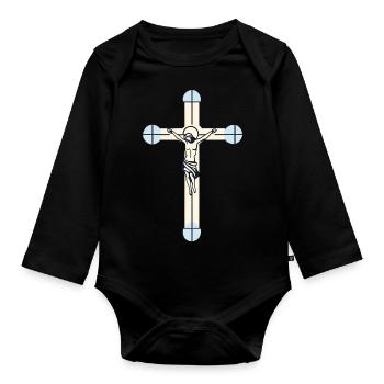 symbol crucifix - Body Bébé bio manches longues - noir - Devant
