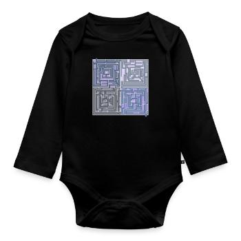 Maze 2 (transparent background) - Organic Longsleeve Baby Bodysuit - black - Front