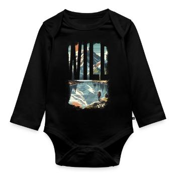 WILD EXPLORE - Organic Longsleeve Baby Bodysuit - black - Front