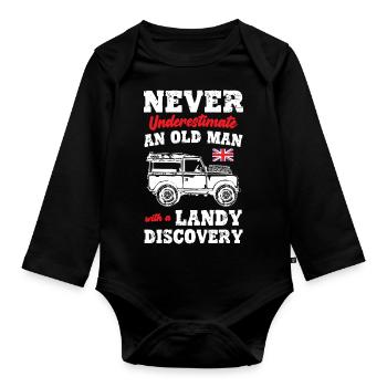 NEVER UNDERESTIMATE AN OLD MAN WITH A DISCOVERY - Baby Bio-Langarm-Body - Schwarz - Vorne