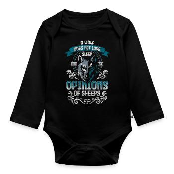Wolves Predator Strength - Organic Longsleeve Baby Bodysuit - black - Front