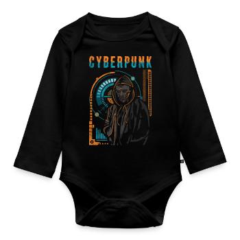 Cyborg Steampunk Tech - Baby Bio-Langarm-Body - Schwarz - Vorne
