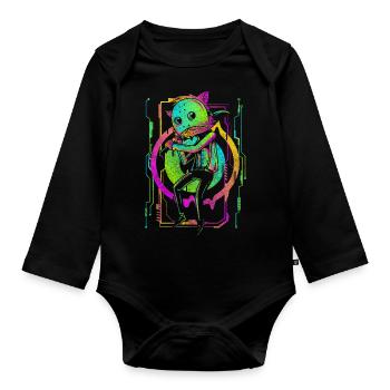 Cyberpunk Roboter Neon Manga - Baby Bio-Langarm-Body - Schwarz - Vorne