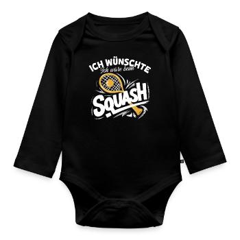 Squash Wunsch Spiel Fan Shirt Idee Hobby Sport - Baby Bio-Langarm-Body - Schwarz - Vorne