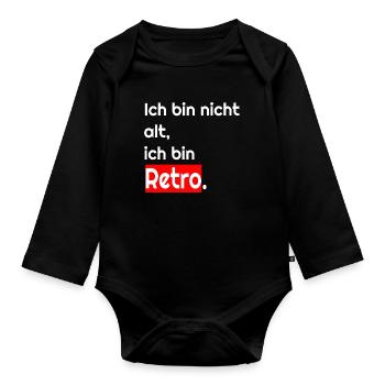 I'm Not Old Retro T-Shirt - Organic Longsleeve Baby Bodysuit - black - Front