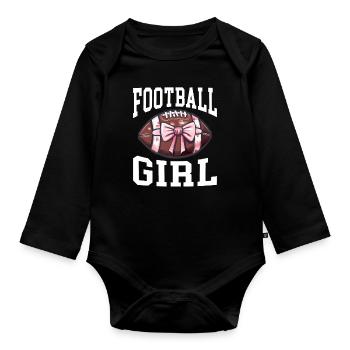 Football américain fille arc - Body Bébé bio manches longues - noir - Devant
