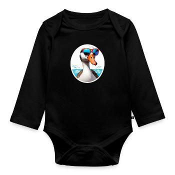 Coole Ente mit Sonnenbrille - Baby Bio-Langarm-Body - Schwarz - Vorne