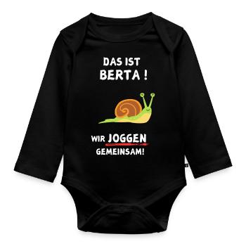 Das Ist Berta! Wir Joggen Gemeinsam! Schnecke - Baby Bio-Langarm-Body - Schwarz - Vorne