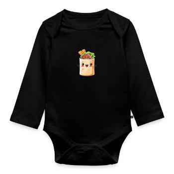 Cute Burrito Comic - Organic Longsleeve Baby Bodysuit - black - Front