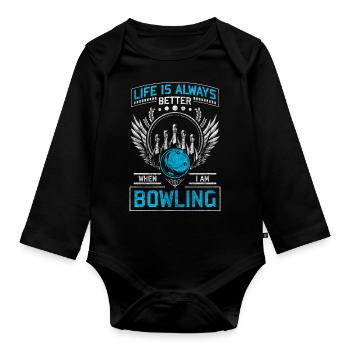 Bowling Pin Winner Bowling Club - Body Bébé bio manches longues - noir - Devant