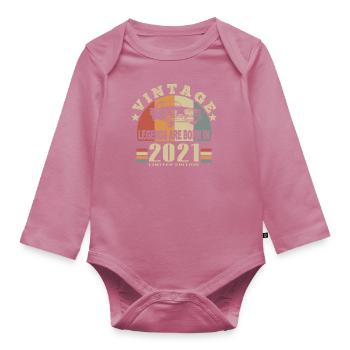 Vintage 2021 Legend Born - Organic Longsleeve Baby Bodysuit - mauve - Front