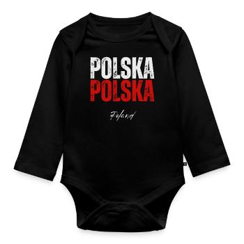 Flag of Poland, Polish pride - Organic Longsleeve Baby Bodysuit - black - Front
