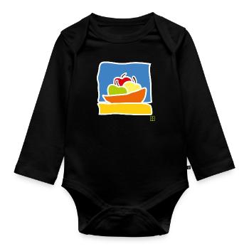 apple - Organic Longsleeve Baby Bodysuit - black - Front