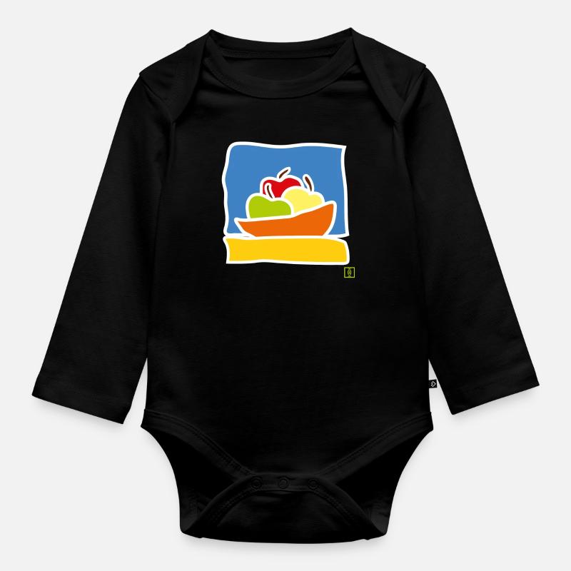Apfel - Baby Bio-Langarm-Body - Schwarz