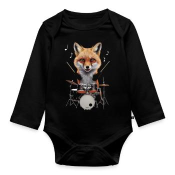 Fuchs Schlagzeug - Baby Bio-Langarm-Body - Schwarz - Vorne