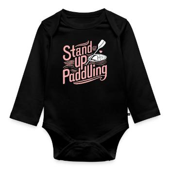 SUP-Liebe Paddel-Abenteuer Geschenkidee Fans - Baby Bio-Langarm-Body - Schwarz - Vorne