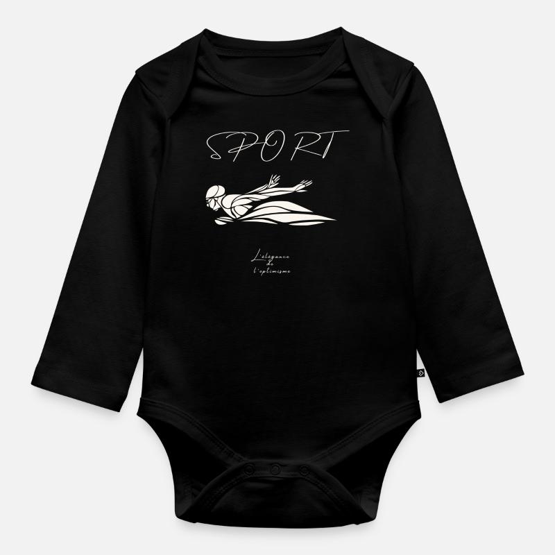 Natation papillon - Body Bébé bio manches longues - noir