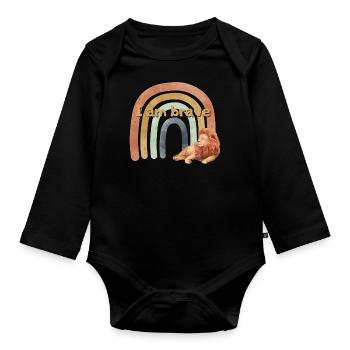 Löwe Mut Stärke Affirmation für Kinder Selbstwert - Baby Bio-Langarm-Body - Schwarz - Vorne