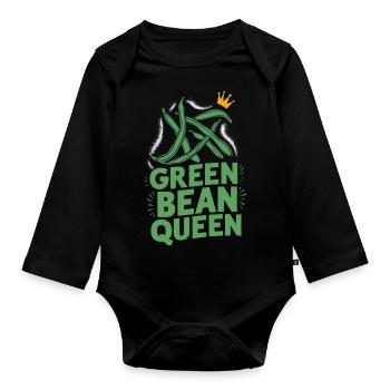 Grüne Bohnen - Baby Bio-Langarm-Body - Schwarz - Vorne