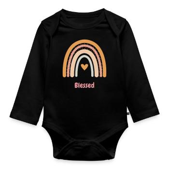 Bless Rainbow - Bohemian - Organic Longsleeve Baby Bodysuit - black - Front