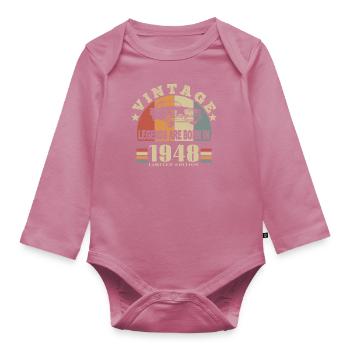 Vintage 1948 Legend Born - Organic Longsleeve Baby Bodysuit - mauve - Front