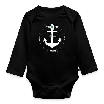 Boussole d’ancre Suède Scandinavie - Body Bébé bio manches longues - noir - Devant