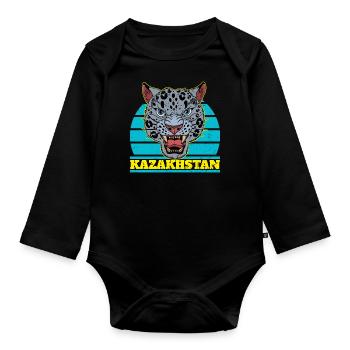 Kasachstan Astana National Tier Herkunft UdSSR - Baby Bio-Langarm-Body - Schwarz - Vorne