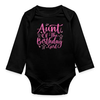 Aunt Of The Birthday Girl Family Matching Party - Organic Longsleeve Baby Bodysuit - black - Front