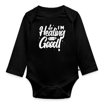 I m healing good Design for a crystals fan - Organic Longsleeve Baby Bodysuit - black - Front
