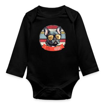 Dog Paw High Five Pet Lover Animal Owner Dog Lover - Organic Longsleeve Baby Bodysuit - black - Front